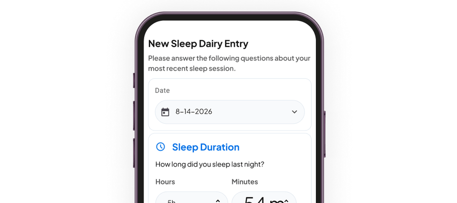 Sleep diary entry on a phone